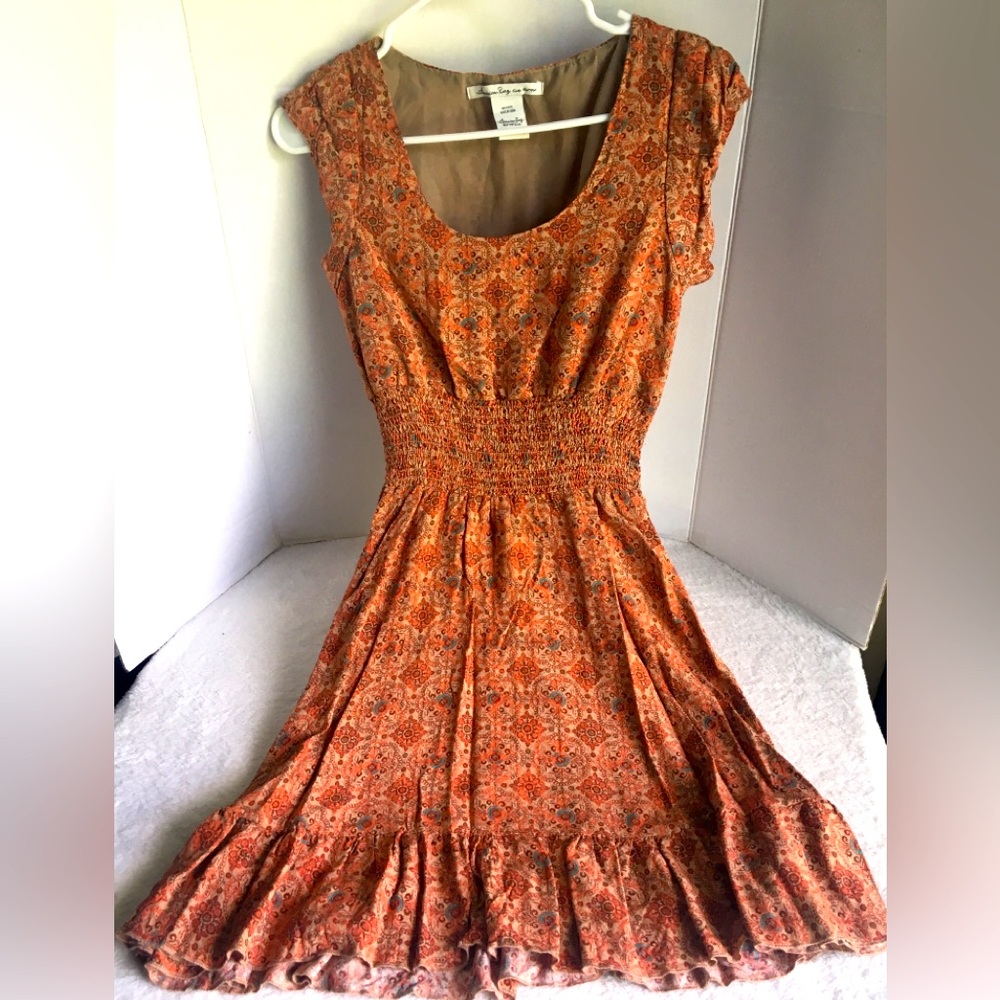American Rag Orange Patterned Dress